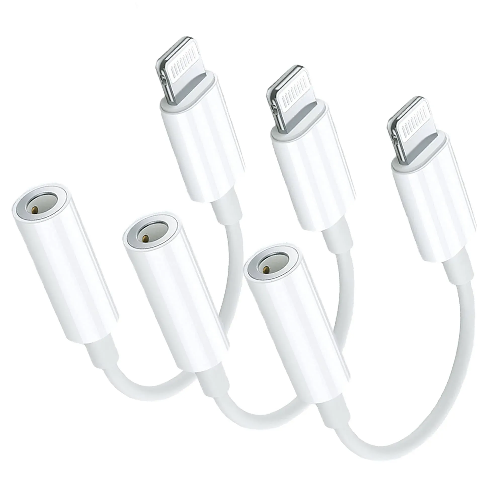 Apple MFi Certified 3 Pack Aprolink Lightning to 3.5 mm Headphone Jack Adapter ...