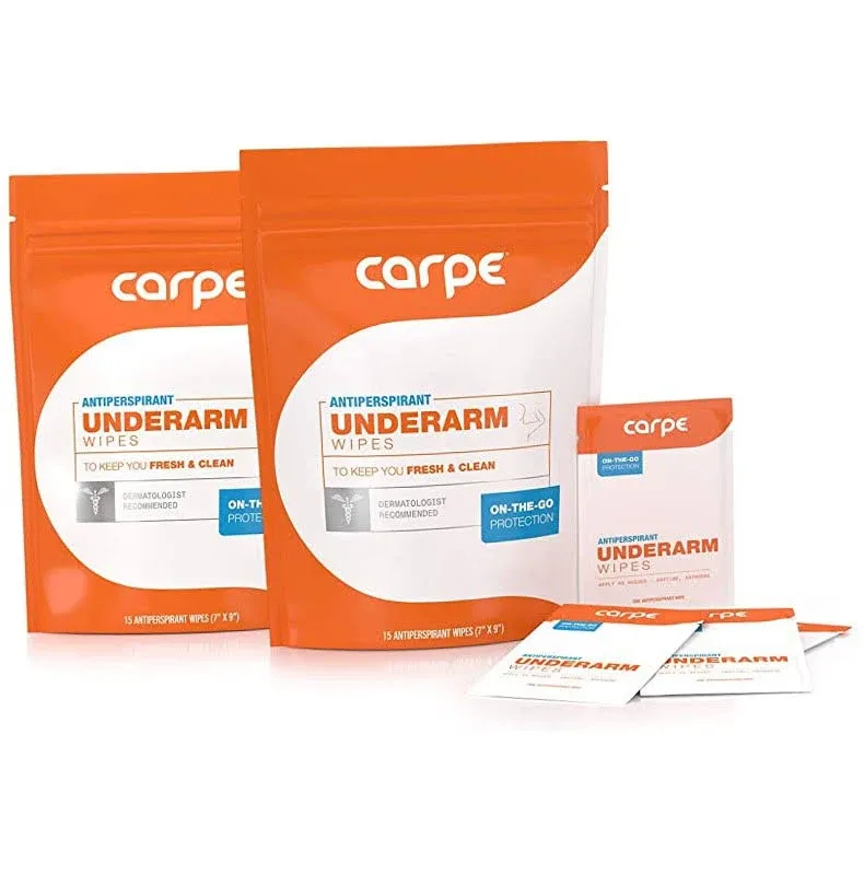 Carpe On-The-Go Antiperspirant Underarm Wipes for Sweat Blocking, Deodorizing ...