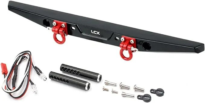 LCX Racing 1/10th RC Crawler Car CNC Machined Aluminum Alloy Rear Bumper for Traxxas TRX4 TRX6 Axial SCX10 SCX10 II 90046 90047 D90, Upgrades Parts Accessories