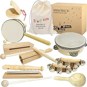 Stoie's Juego de música internacional de madera, instrumentos musicales de percusión para niños, instrumentos musicales Montessori Unique Play para niños de 3, 5, 9, 12 años, juguetes musicales para bebés, instrumentos musicales para bebés