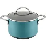 Anolon Achieve Hard Anodized Nonstick Saucepot with Lid, 4-Quart, Teal