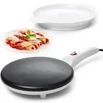 Moss & Stone Electric Crepe Maker with Auto Power Off, Portable Crepe Maker & Non-Stick Dipping Plate (White)