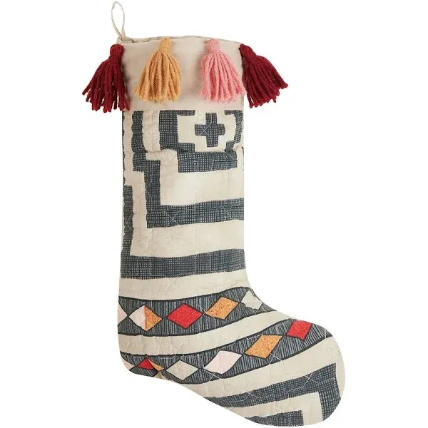 Peking Handicraft 12 x 20 in. Hypnotic Quilted Stocking with Tassels