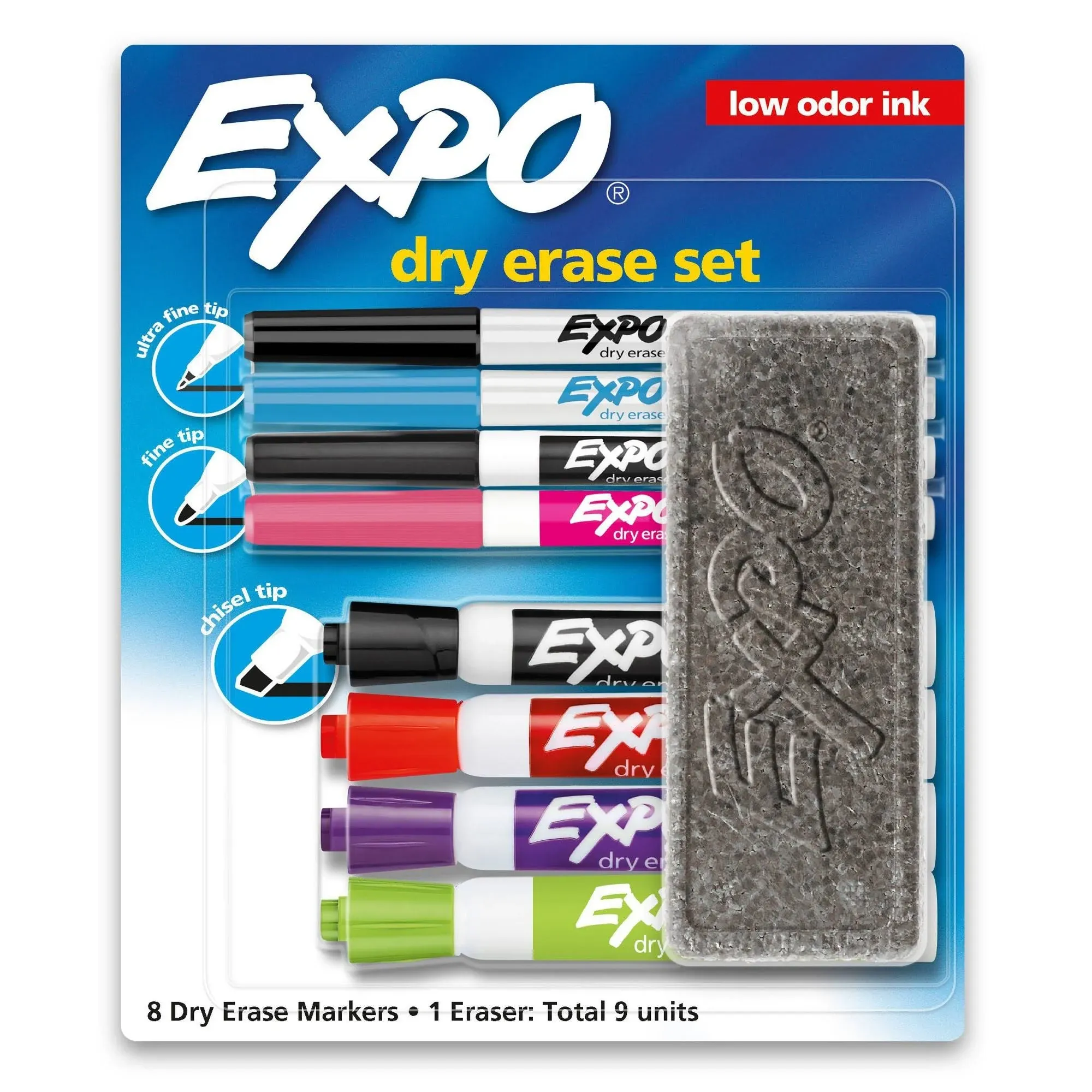 Expo Dry Erase Markers, Assorted Tips, Assorted Colors, 8/Pack(1930717)