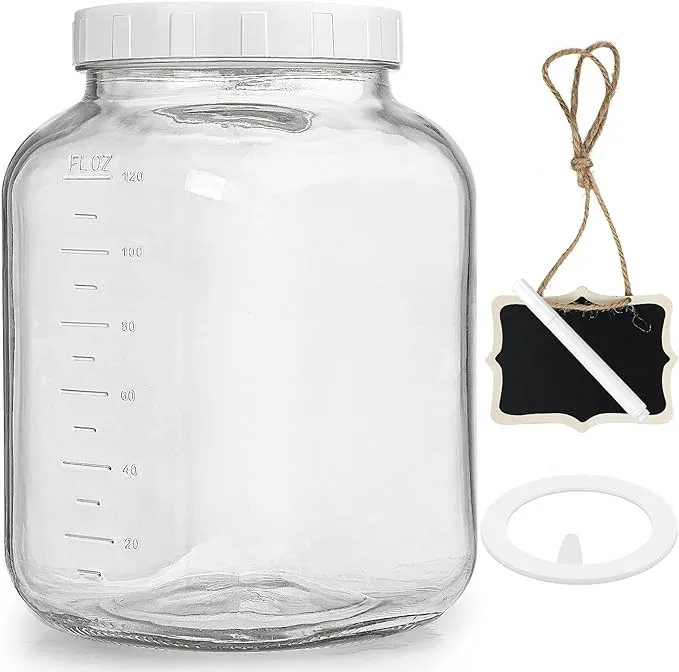 Folinstall Wide Mouth 1 Gallon Clear Glass Mason Jar with Lid, Heavy 