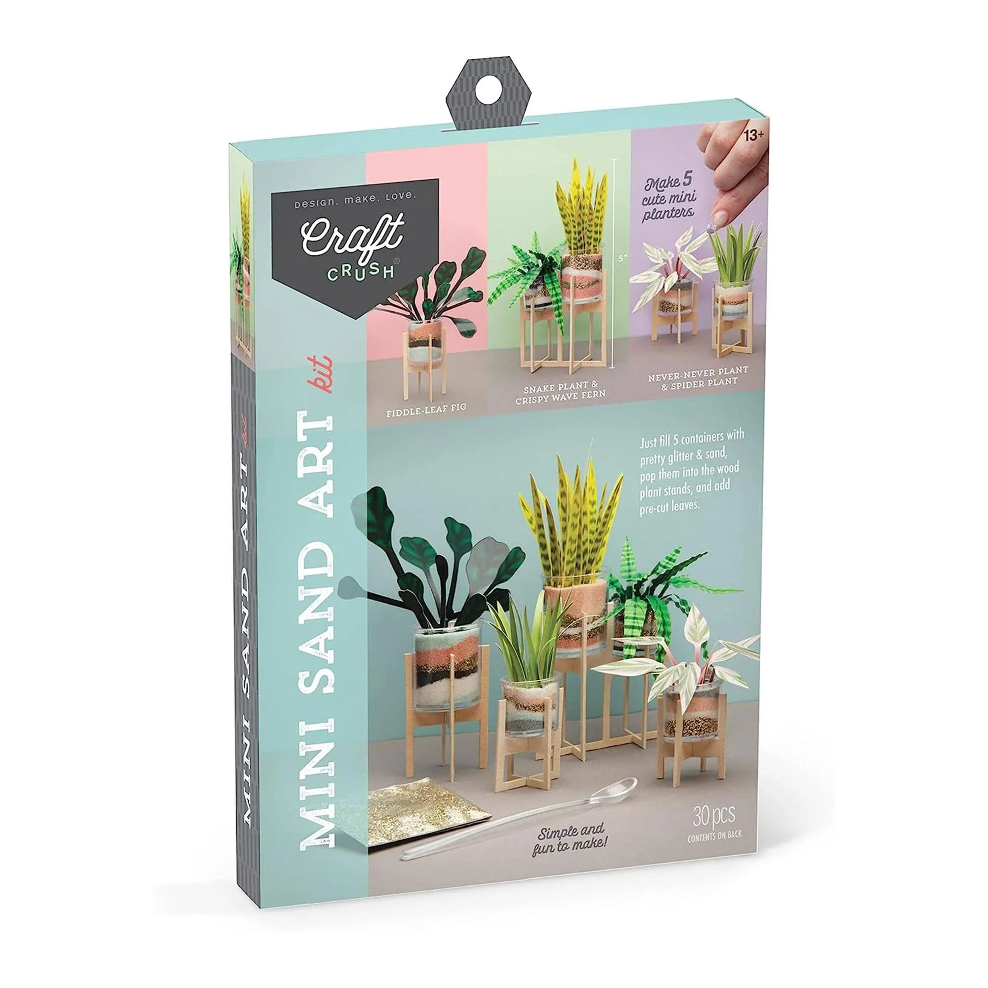 Craft Crush Mini Sand Craft Kit - Faux Plant Home Decor - Small Fake Plants 