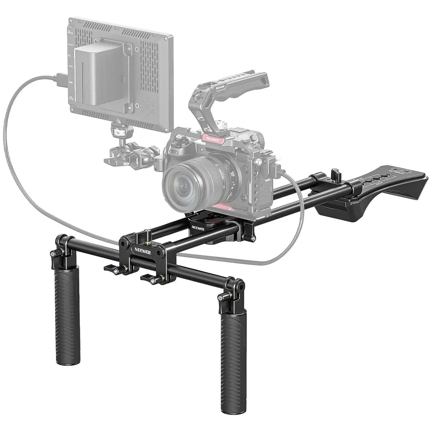 Neewer Universal Shoulder Rig Kit, 16"/40CM Extended 15mm Rod Support System Cam