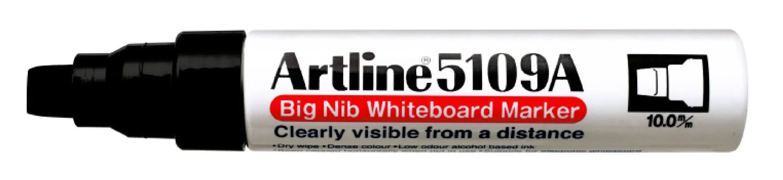 Artline 5109A Big Nib Magnum Whiteboard Markers | Extra Thick 10.0mm Flat Tip | Writing is Readable from a Great Distance | Dry Erase | Low Odor | Pack of 6 | Black