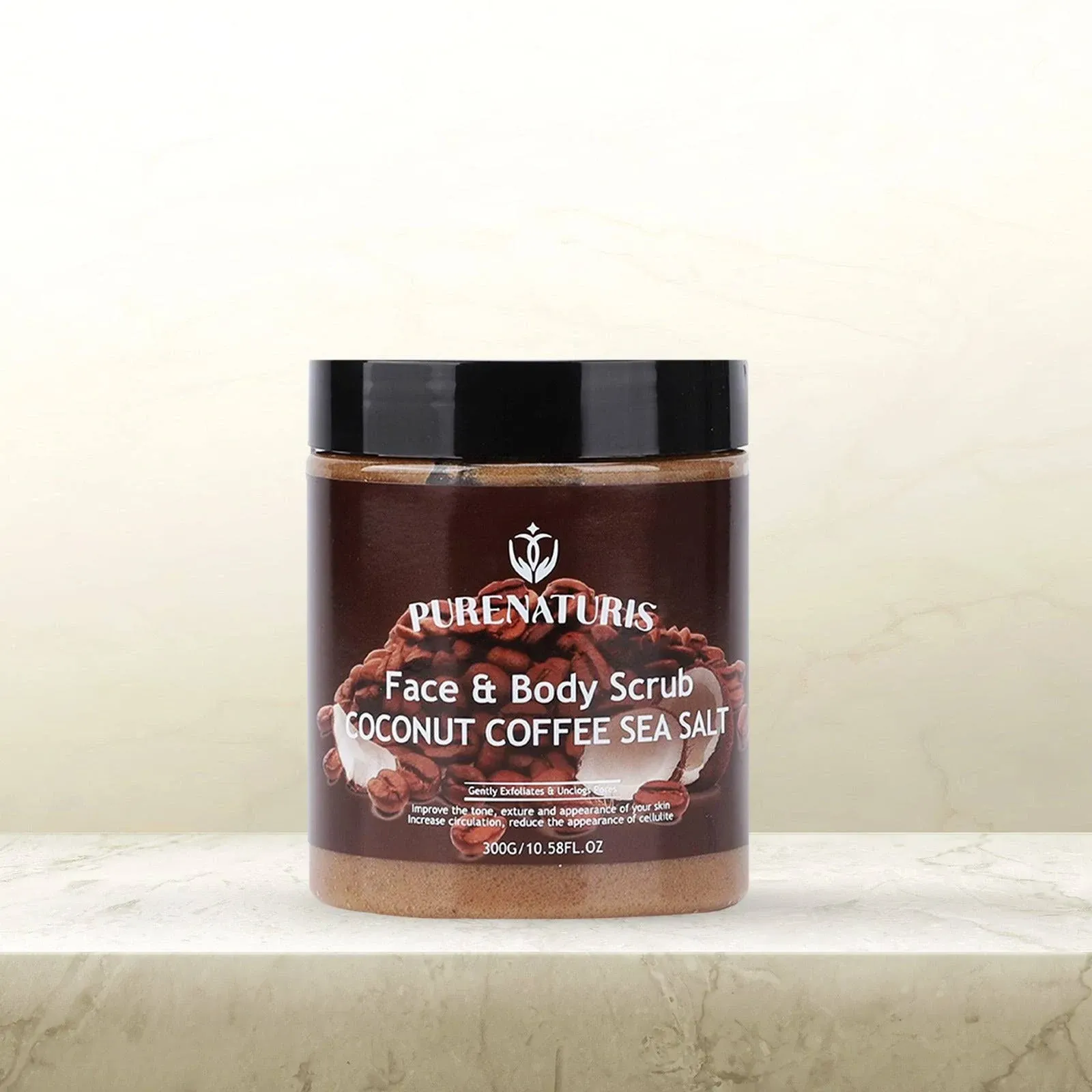 Organic Coconut Coffee Sea Salt Face and Body Scrub 10.58 oz