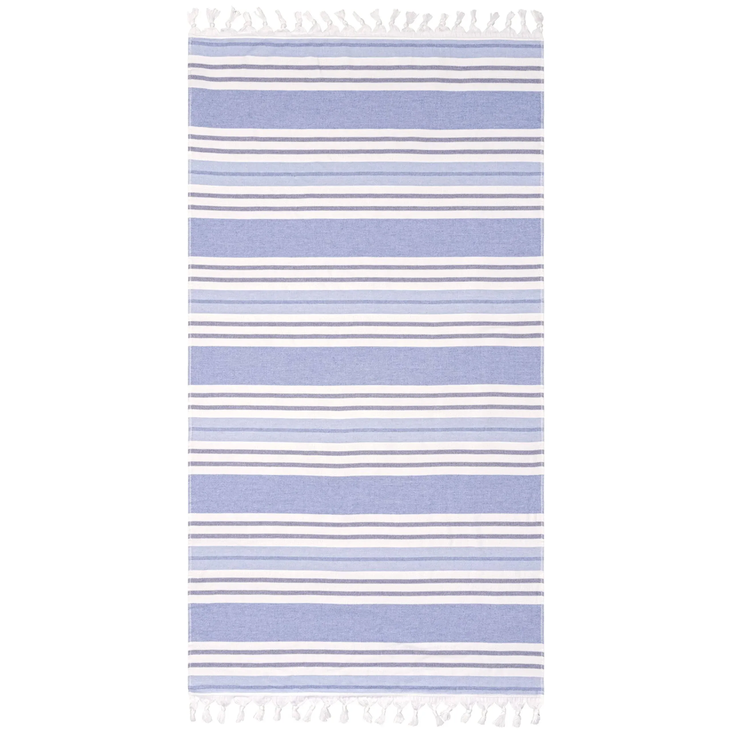 Racer Stripe Fouta Lightweight Beach Towel With Tassels In Blue