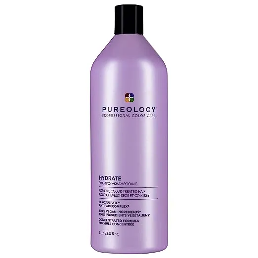 Pureology Hydrate Moisturizing Shampoo | Softens and Deeply Hydrates Dry Hair | For Medium to Thick Color Treated Hair | Sulfate-Free | Vegan