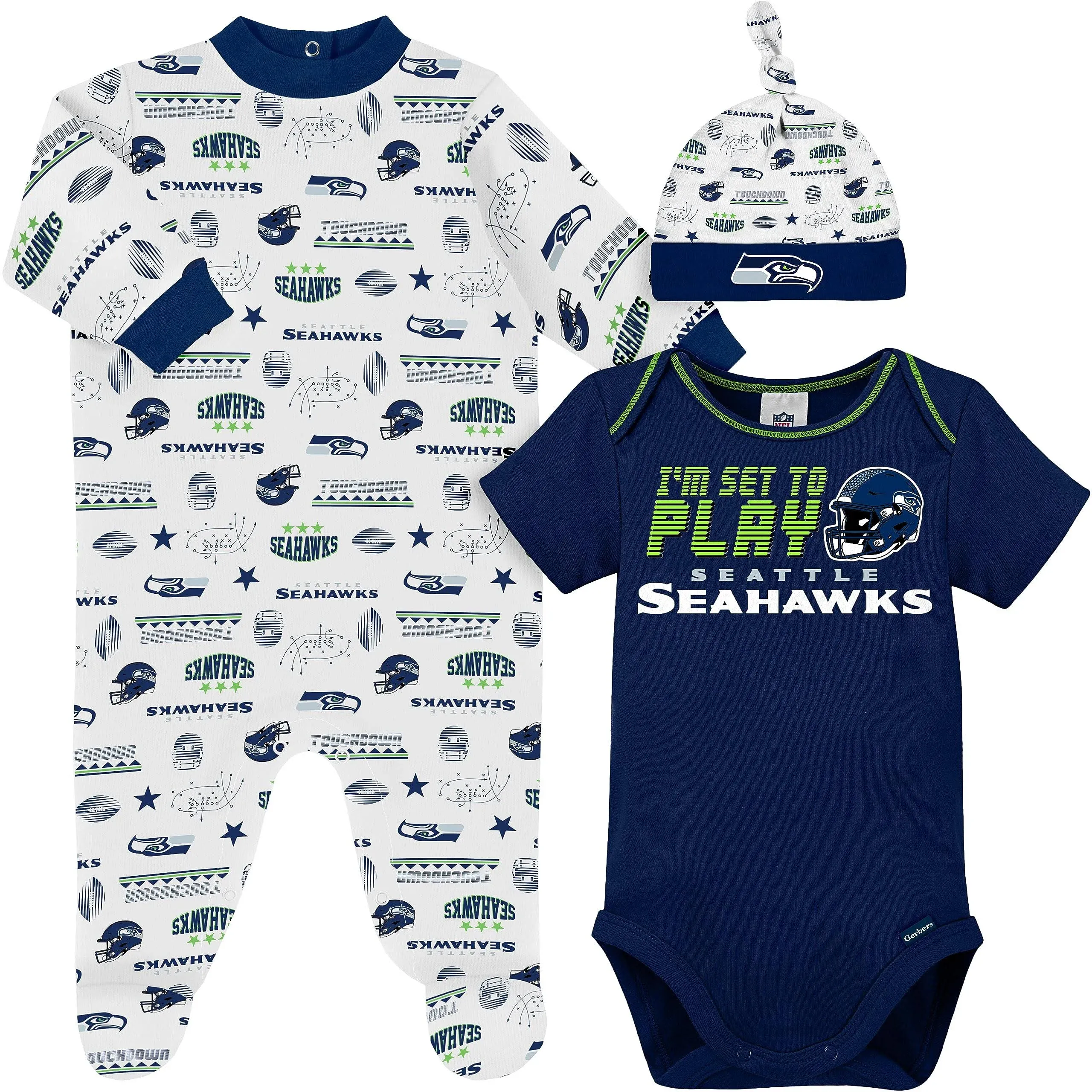 Gerber Unisex Baby NFL Team Footed Sleep and Play and Bodysuit Gift Set