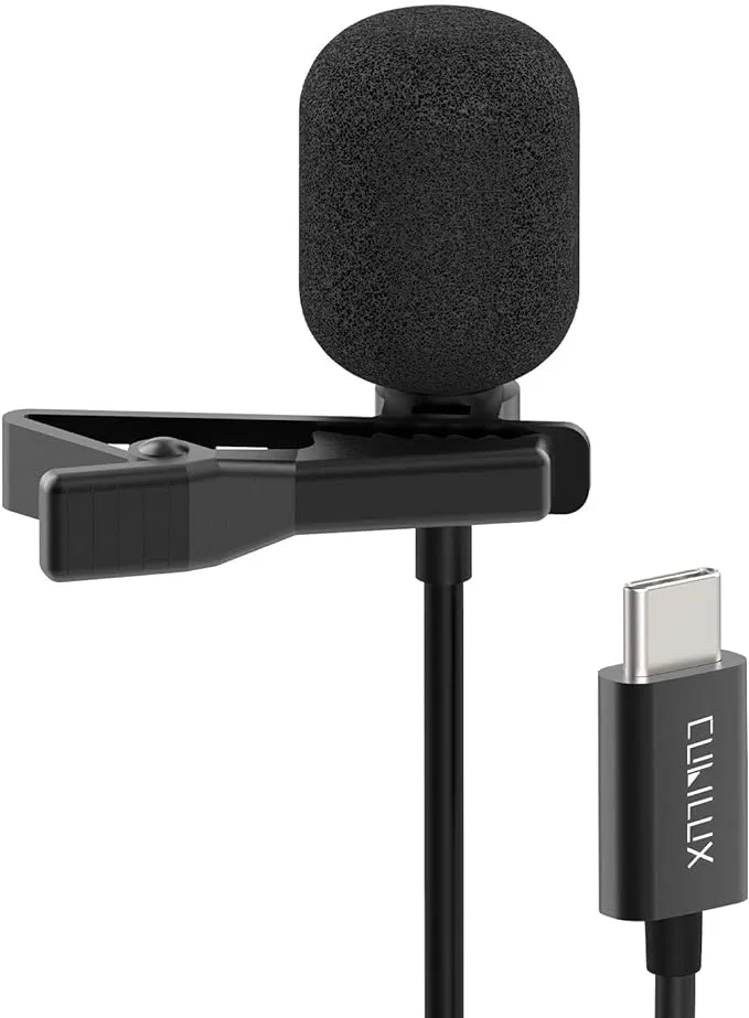 Cubilux USB C Microphone, Type C Lavalier Lapel Clip MIC Compatible with Samsung Galaxy S24/S23/S22/S21Ultra Tab S9/S8/S7/S6, iPhone 15, iPhone 15 Pro Max, iPad Pro, Pixel 8/7/6 Pro 7a/6a, 10 Feet