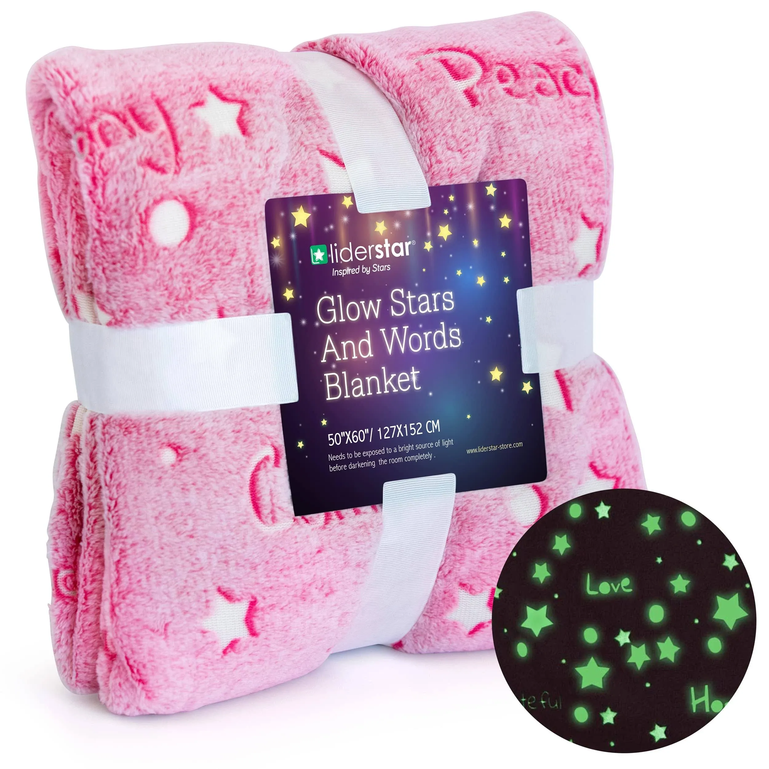 Glow in The Dark Throw Blanket Super Soft Fuzzy Plush FleeceDecorate<wbr/>d with St...