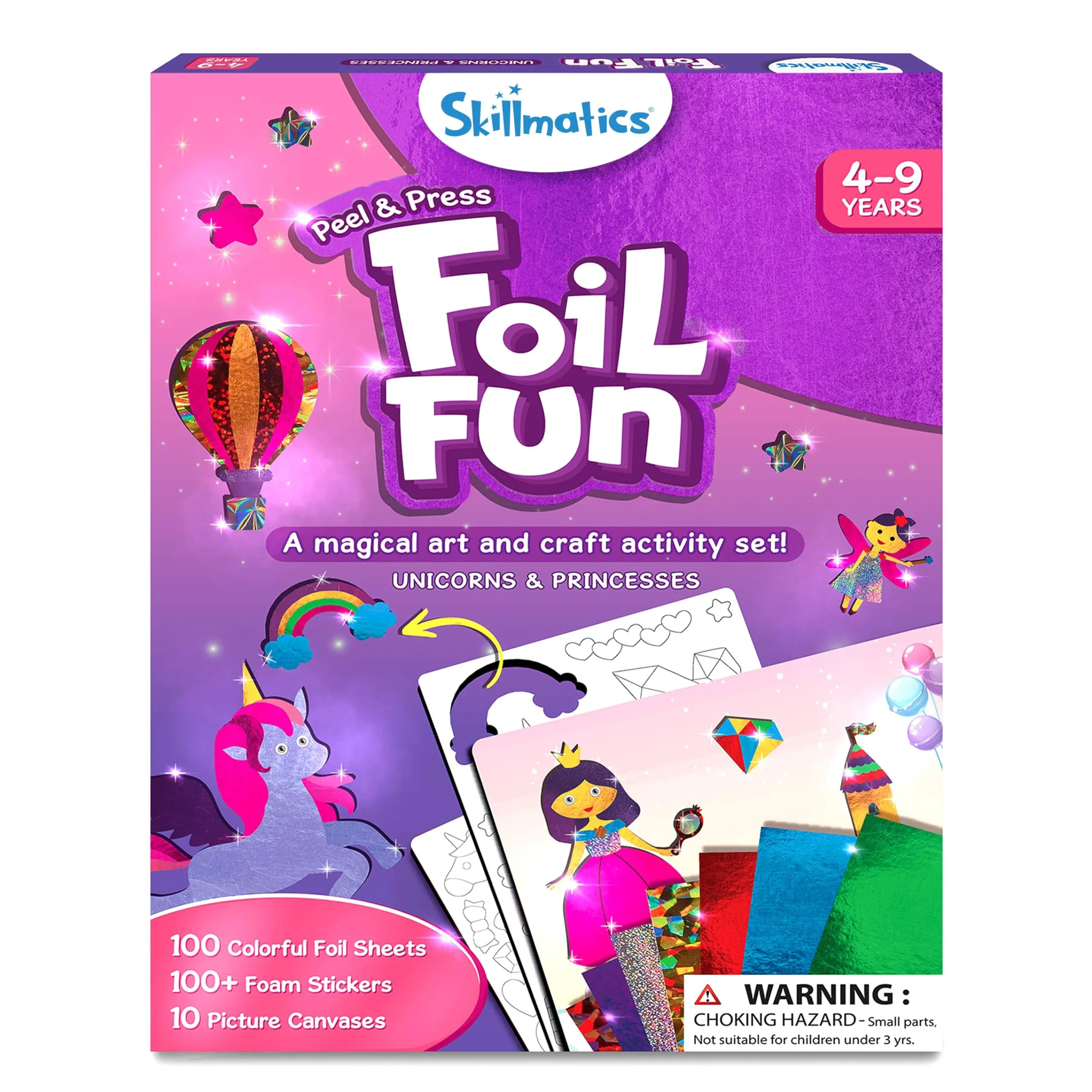 Skillmatics Art & Craft Activity - Foil Fun Unicorns & Princesses, No Mess Art for Kids, Craft Kits & Supplies, DIY Creative Activity, Gifts for Girl