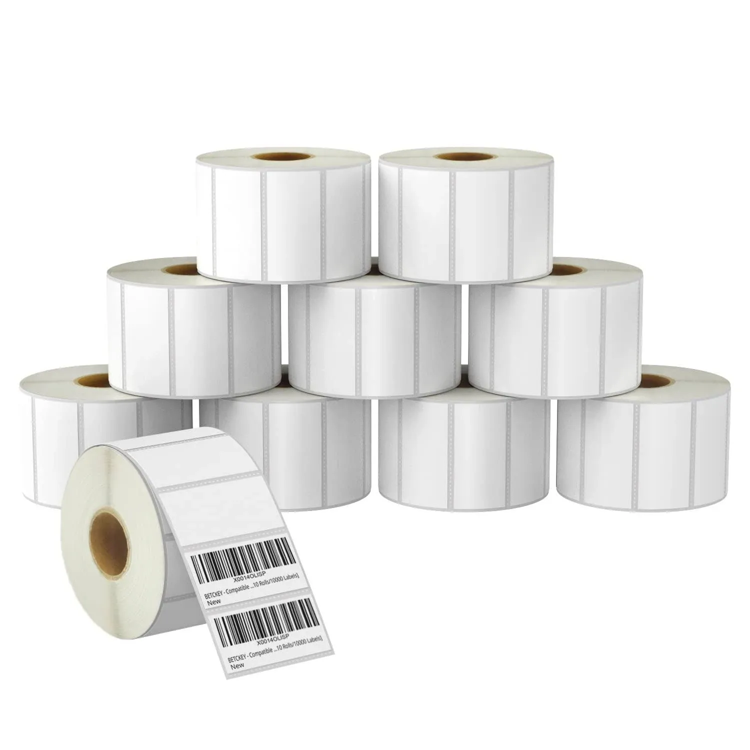 BETCKEY - 2" x 1.5" (51 mm x 38 mm) UPC Barcode & Address Labels Compatible with Zebra & Rollo Label Printer,Premium Adhesive & Perforated [10 Rolls, 10000 Labels]