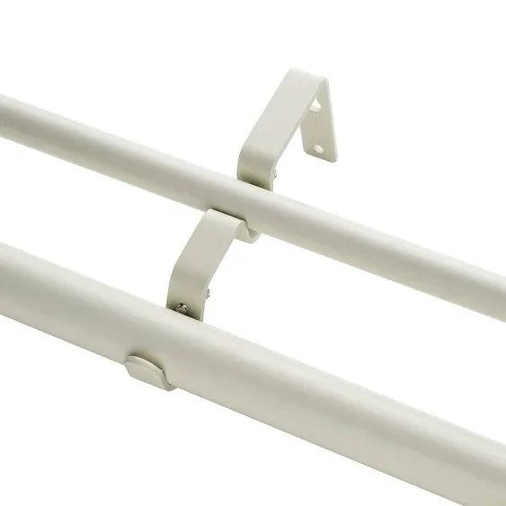 1" Double Curtain Rod with Albert Finials and holdbacks (28''-48'', Weathered white)