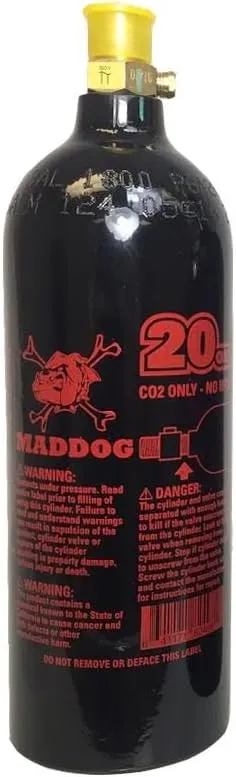 Maddog 20 Oz Refillable Aluminum CO2 Paintball Tank - Ships Empty