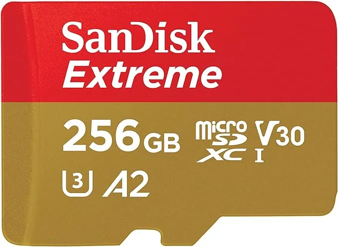 SanDisk 256GB Extreme MicroSDXC UHS-I Memory Card - C10, U3, V30, 4K, A2, Micro SD - SDSQXA1-256G-GN6MN