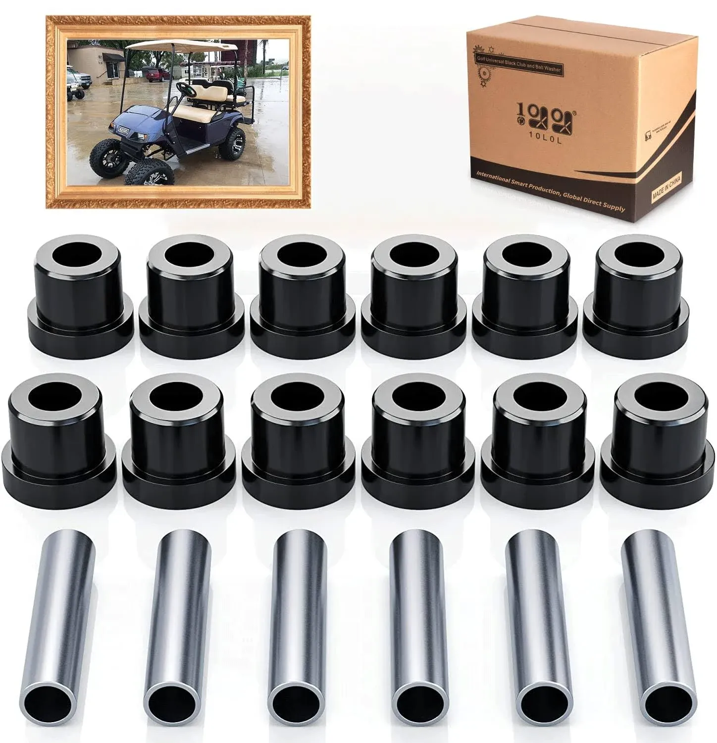 Rear Leaf Spring Bushing Set fit for Golf Cart Club Car DS (1992-up) EZGO TXT & Medalist (1994-up) Replacement Part 70289-G02 70291-G01 1012303 1015583