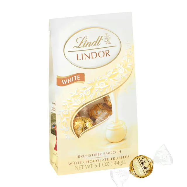 Lindt LINDOR White Chocolate Candy Truffles, Chocolates 8.5 Ounce.