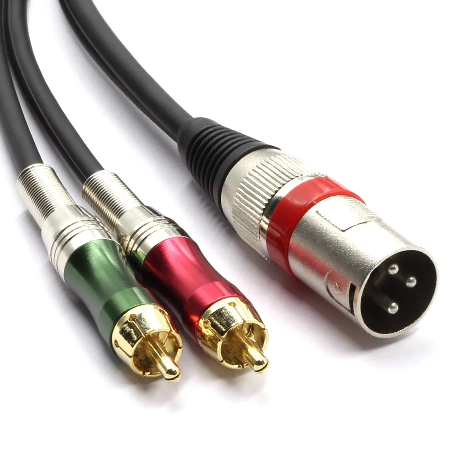 SiYear XLR male to 2 x Phono RCA Plug Adapter Y Splitter Patch Cable, 1 XLR male 3 Pin to Dual RCA male Plug Stereo Audio Cable Connector(1.5 Meters)