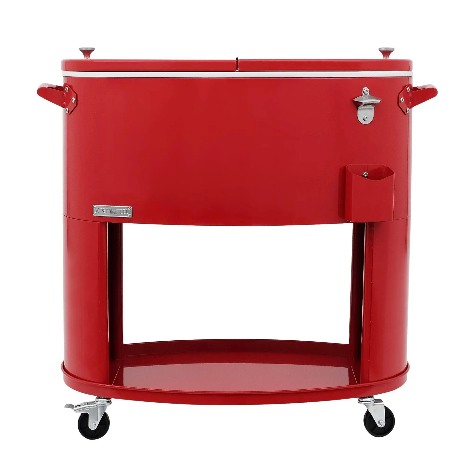 Permasteel Outdoor Patio Cooler with Wheels and Handles Red