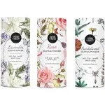 Herb & Root Talc Free Perfumed Body Dusting Powder Set of 3 with Rose, Lavender, and Sandalwood