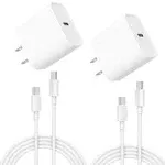 iPhone Charger, 2 Pack 20W USB C Fast Wall Charger Block with 2 Pack 6 FT USB-C to C Cable for iPhone 16 15/15 Plus/15 Pro/15 Pro Max/iPad Pro/Air/Mini, Galaxy, AirPods Pro