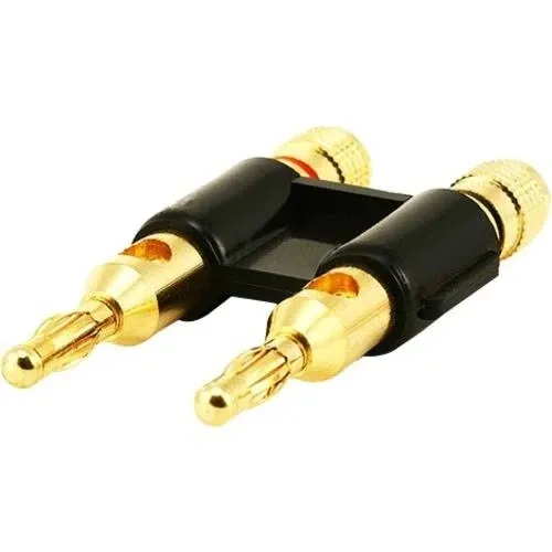 Monoprice Dual 24k Gold Plated Speaker Banana Plugs, Black