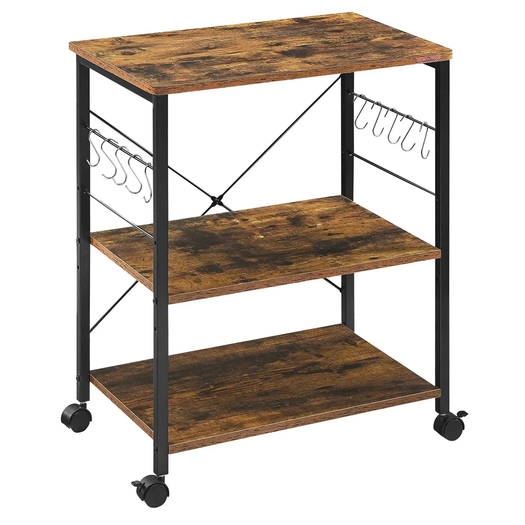 Baker&#039;s Rack, Kitchen Microwave Cart, Coffee Bar Table Station, 3-Tier Kitche...