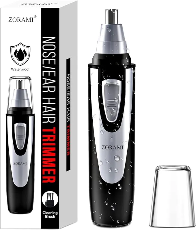 Ear and Nose Hair Trimmer Clipper - 2022 Professional Painless Eyebrow & Facial Hair Trimmer for Men Women, Battery-Operated Trimmer with IPX7 Waterproof, Dual Edge Blades for Easy Cleansing Black