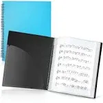 CRANBURY Sheet Music Folder 8.5x11 - Dual Use Music Holder (Blue), Store Inside 24 Protective Sleeves or Write on Exposed Pages Outside Sleeves, 8.5 x 11 Spiral Notebook Binder Organizer, Lay Flat