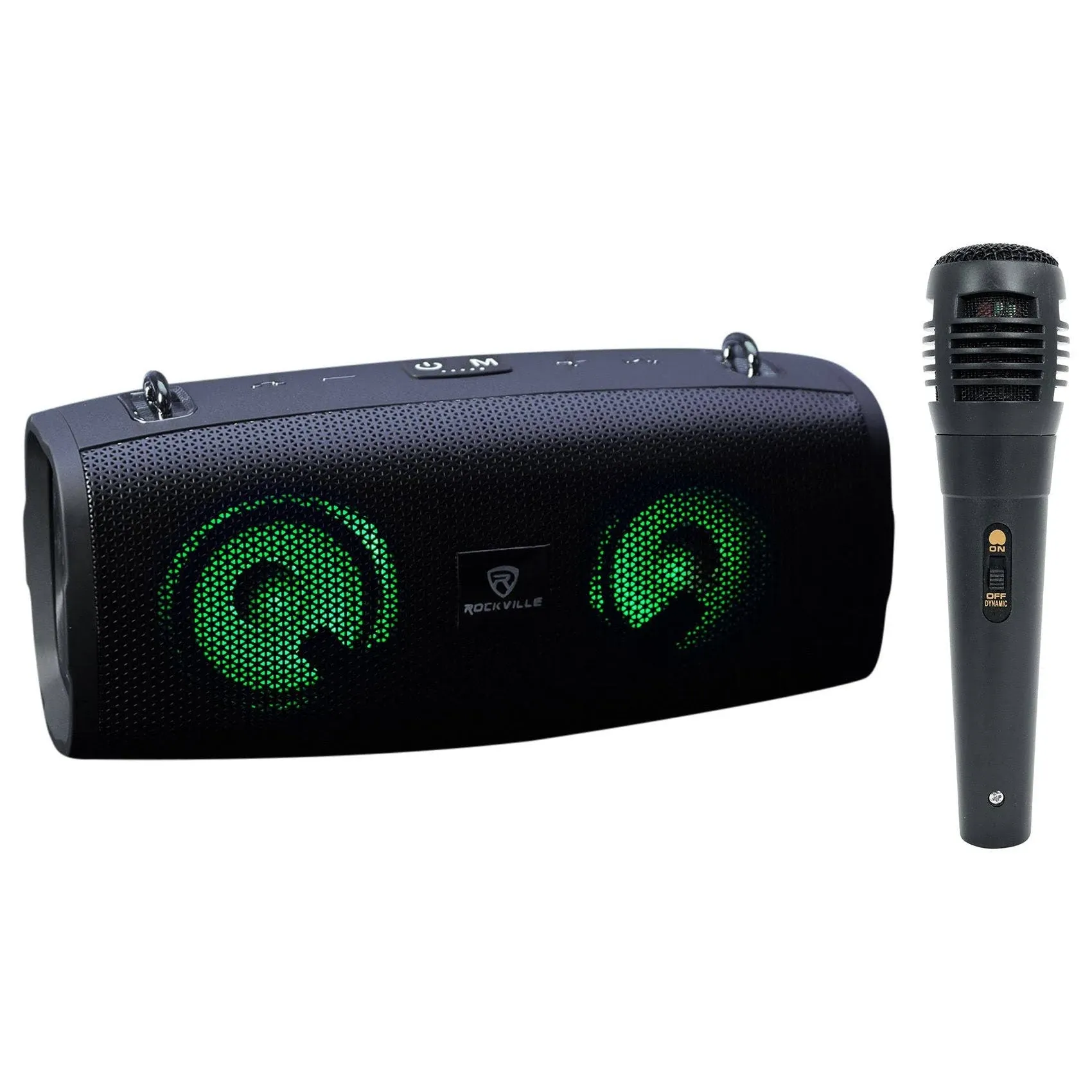 "Rockville RPB-KAR Portable Bluetooth Speaker + Karaoke Microphone + Party LED's"