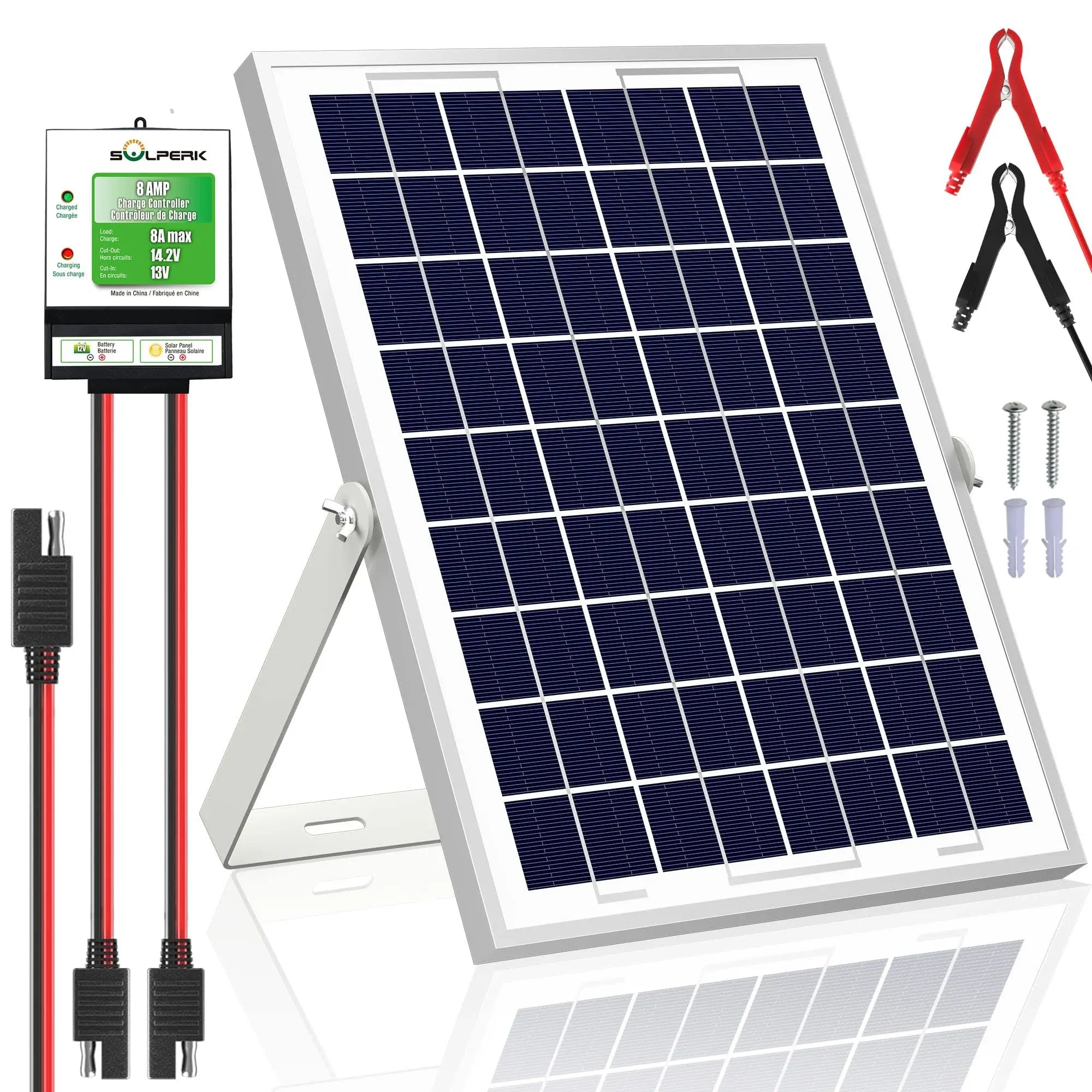 SOLPERK 10W Solar Panel,12v Solar Panel Charger Kit+8A Controller,suitable for ...