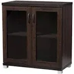 Baxton Studio Zentra Storage Cabinet, Dark Brown