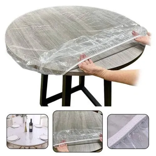 BigHala Clear Table Protector Round PVC Tablecloth Cover Vinyl Plastic Cloths ...