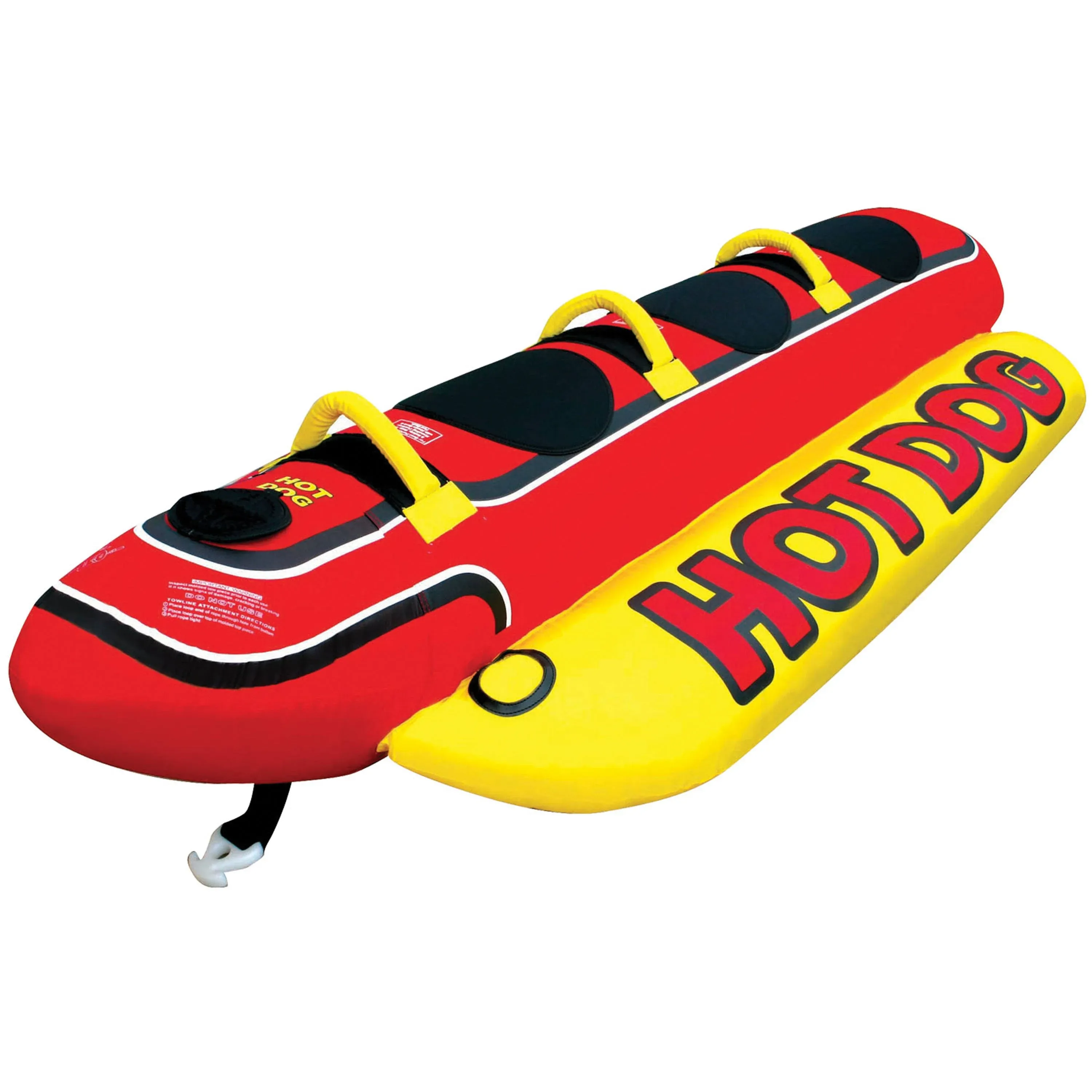 Hot Dog Towable | 1-3 Rider Tube for Boating and Water Sports, Neoprene Seat Pad