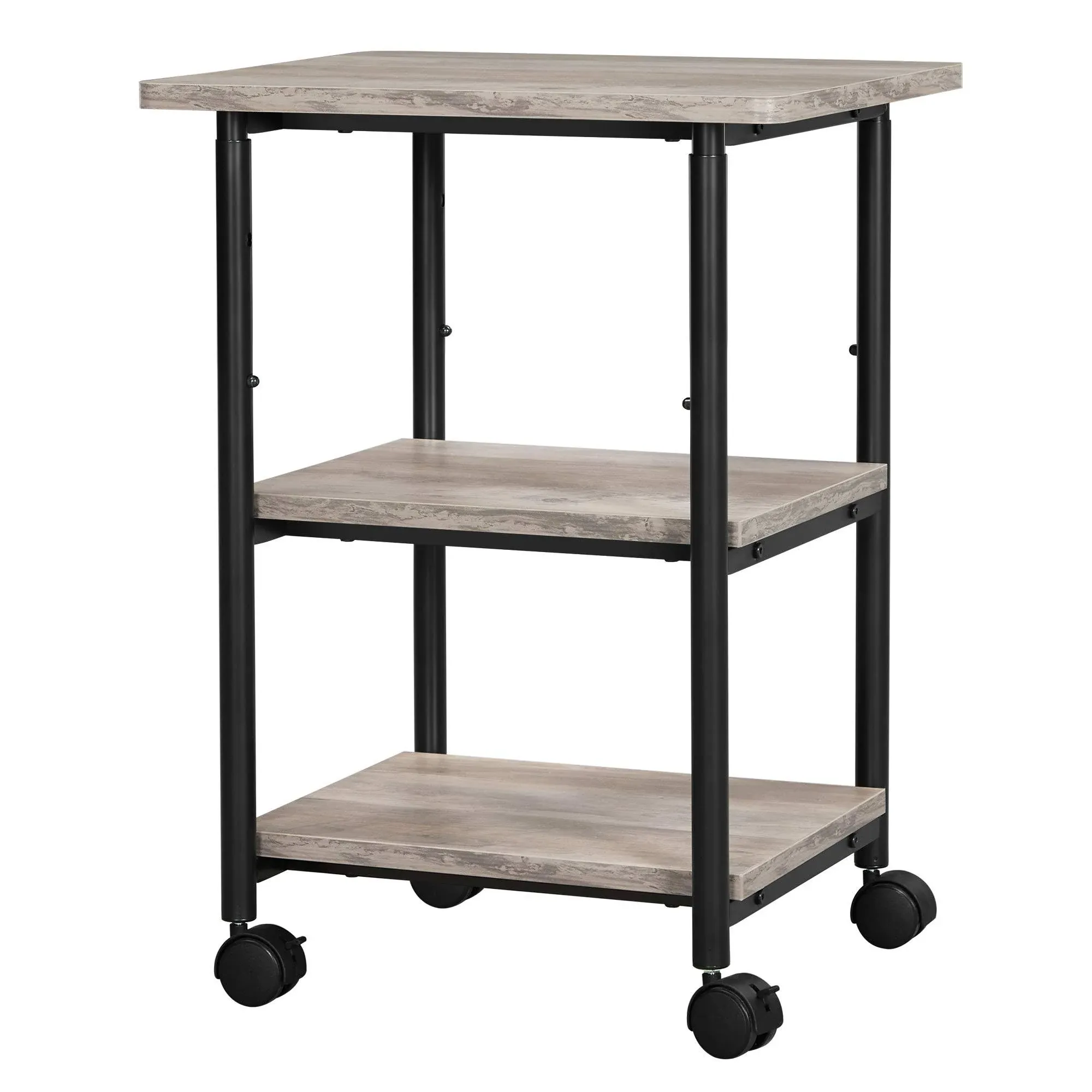 Industrial Printer Stand, 3-Tier Machine Cart with Wheels and Adjustable Tabl...