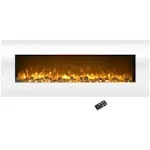 Electric Fireplace - 50 Inch Wall Mounted Fireplace with 10-Color LED Flames, 3 Backgrounds, Adjustable Brightness, and Remote by Northwest (White)