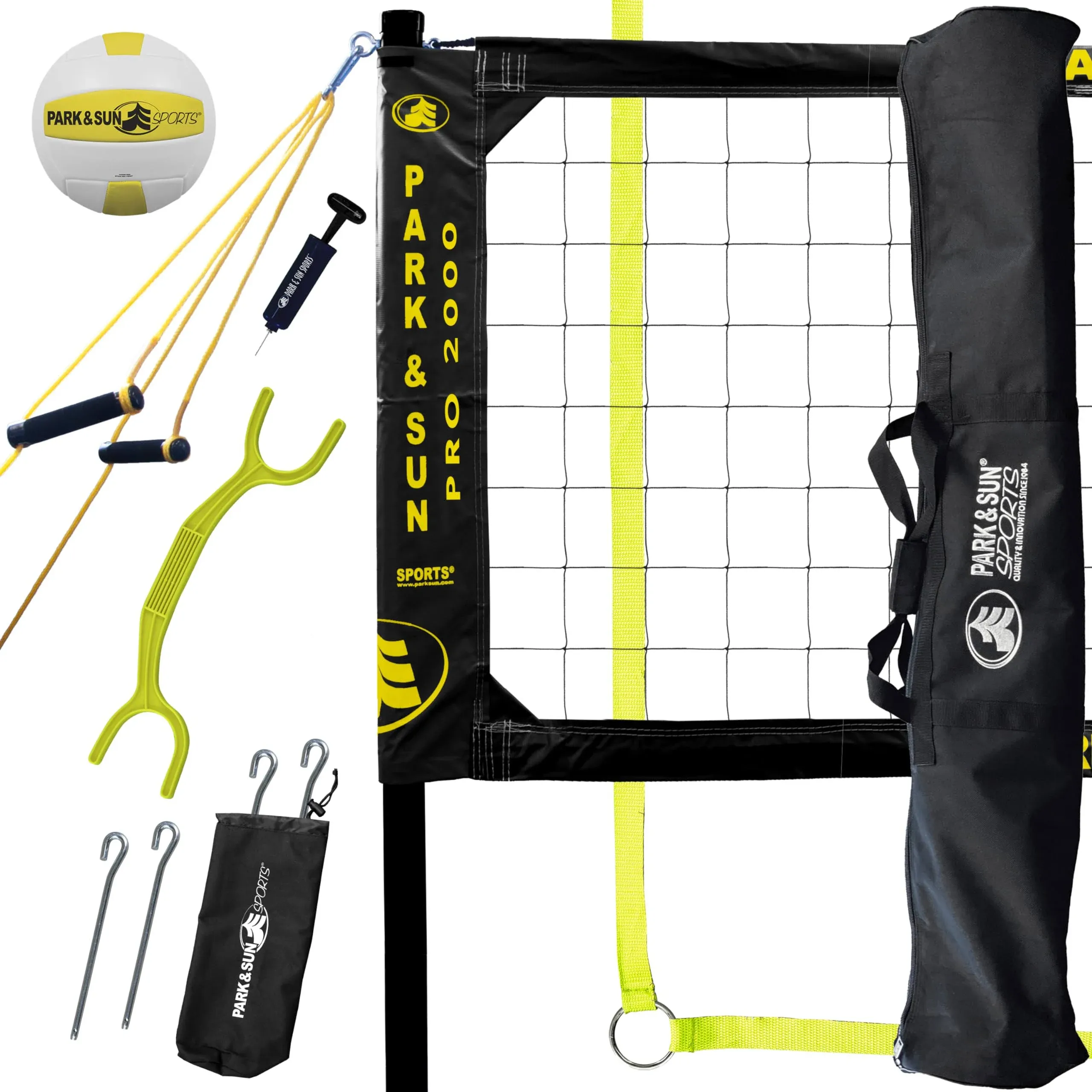 Park & Sun Sports Spectrum PRO: Portable Professional Outdoor Volleyball Net System, Black (SPEC-PRO/Black)