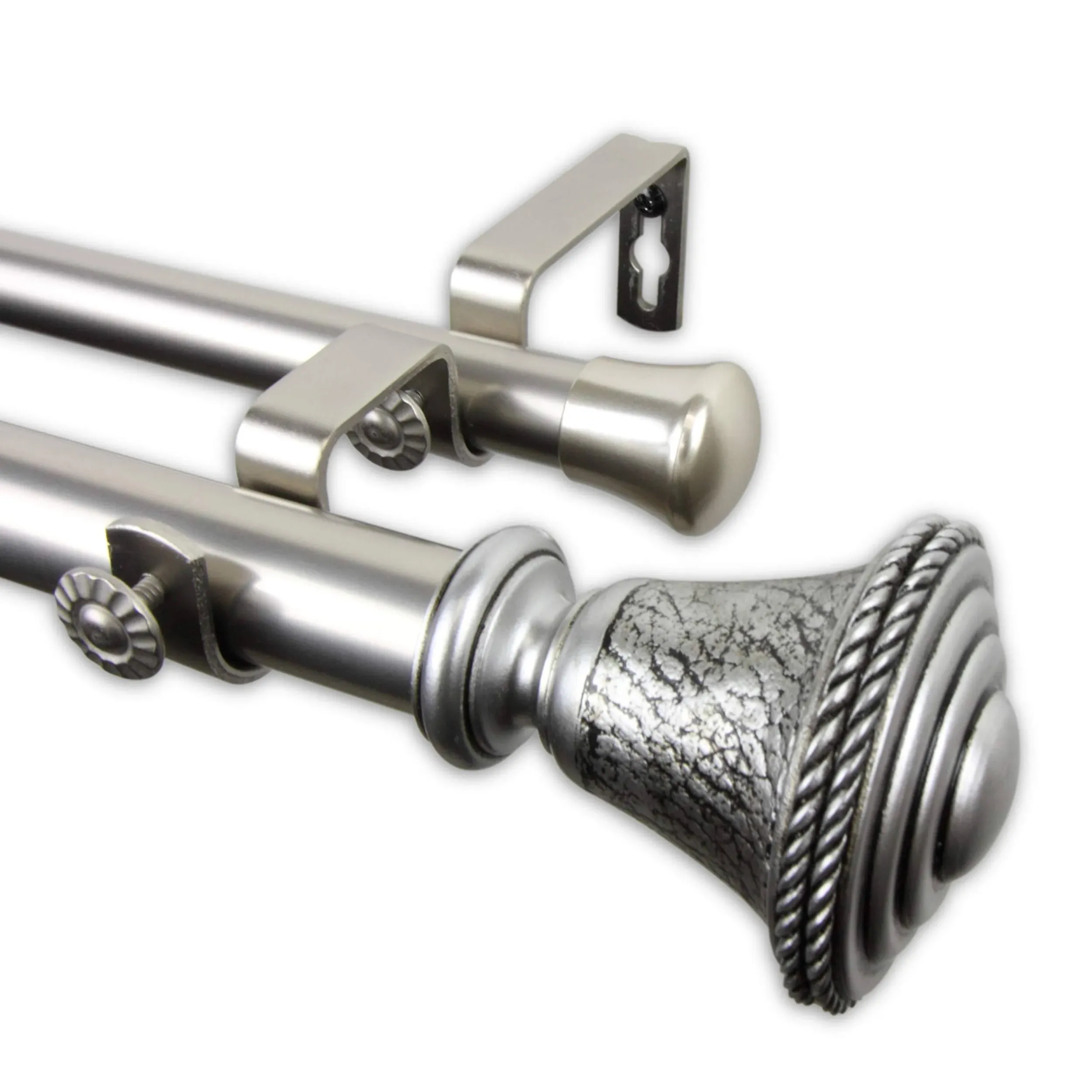 Rod Desyne 1" Kingsley Double Curtain Rod, 48-84", Satin Nickel