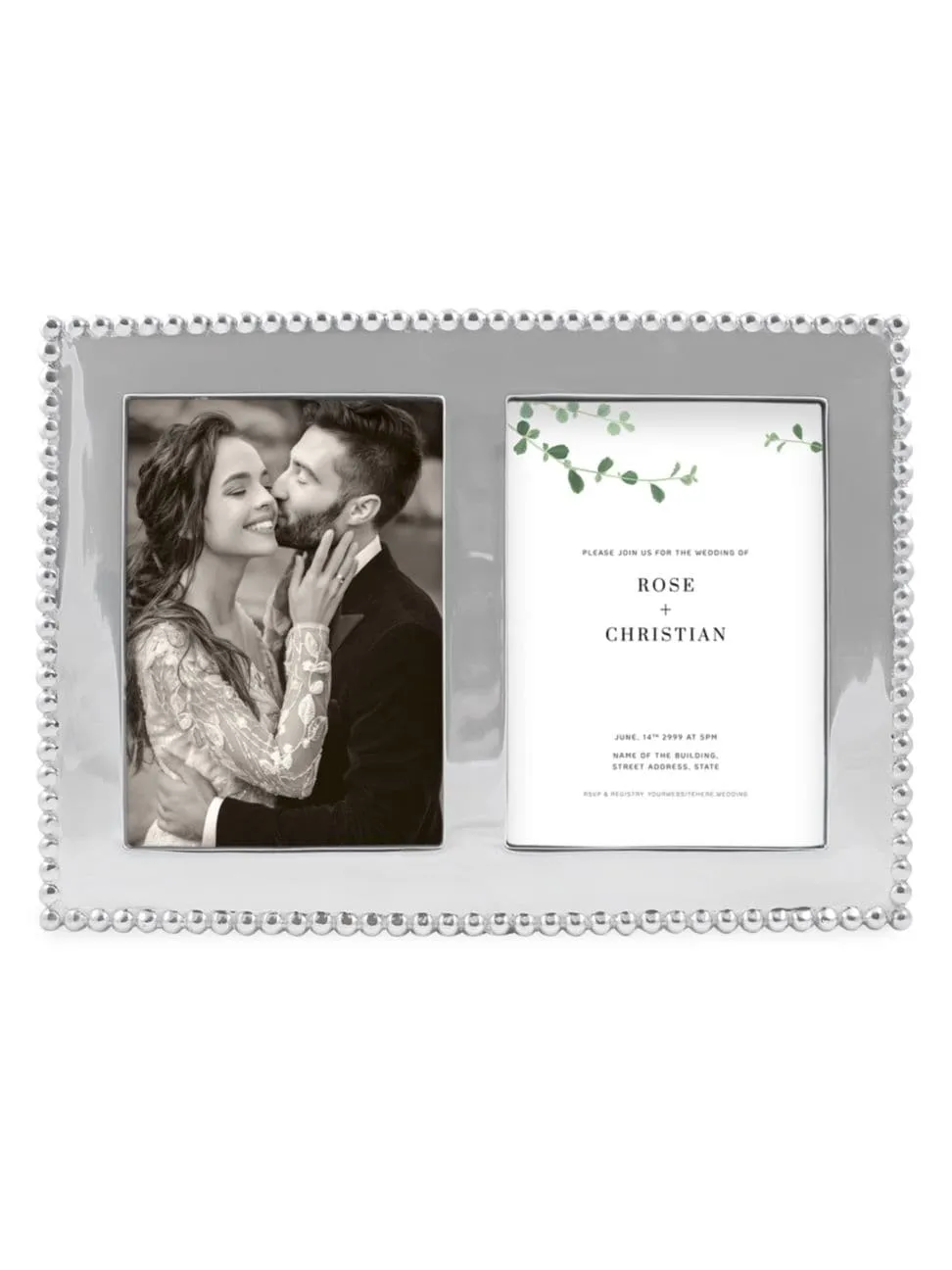 Pearled Double Picture Frame,  5"x 7"