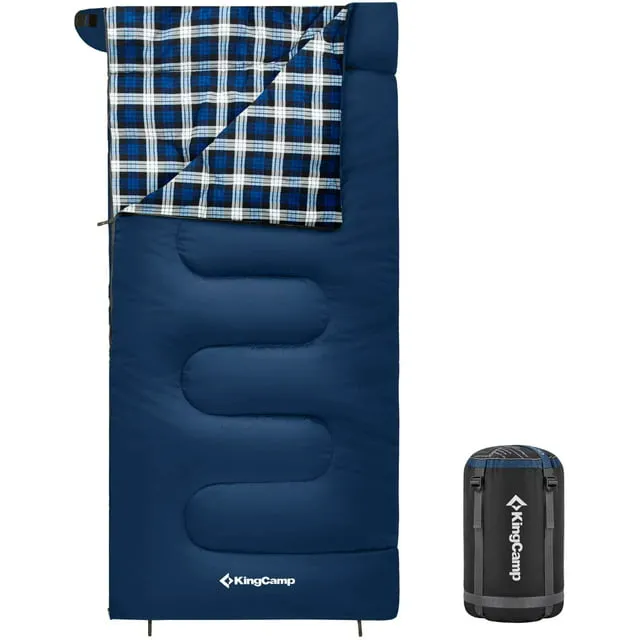 KingCamp Camping Sleeping Bag Cotton Flannel Sleeping Bags for Adults Navy