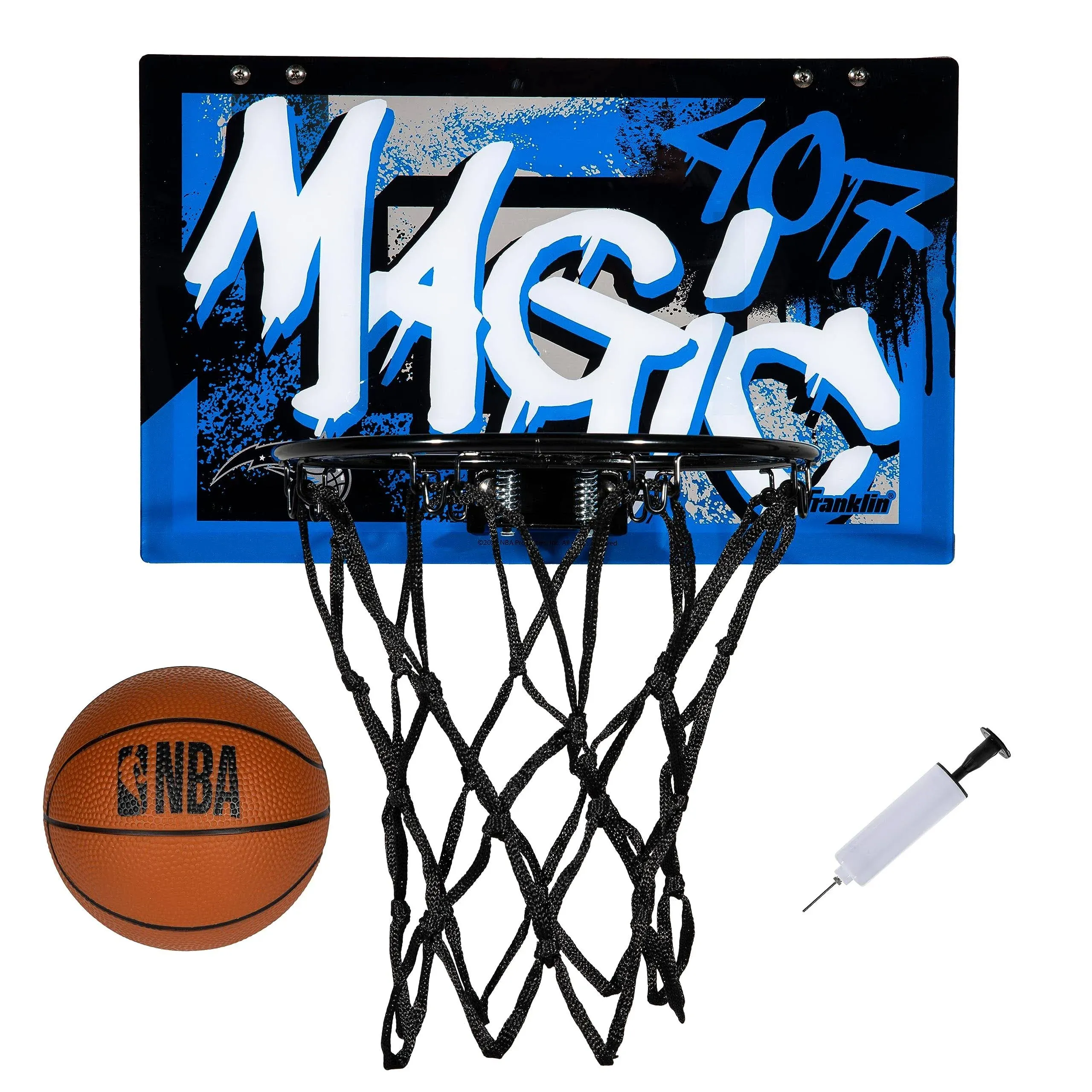 Franklin Sports NBA Team Over the Door Basketball Hoops - Kids Indoor Mini Basketball Hoop + Ball Set - NBA Fan Mini Hoops