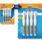 Wite-Out Shake 'n Squeeze Correction Pen, 8 mL, White, 4/Pack Bic