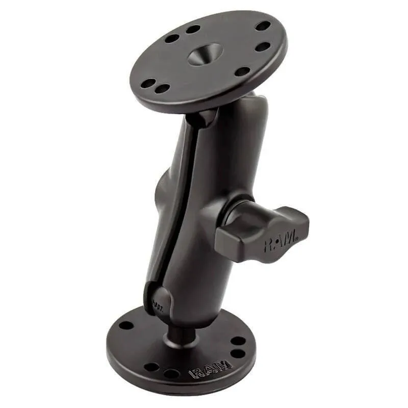 RAM Mounts RAM-B-101U-C Universal Double Ball Mount with Two Round Plates with Long Arm for Drill-down Mounting