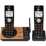 AT&T CL82267 DECT 6.0 2-Handset Cordless Phone for Home with Answering Machine, Call Blocking, Caller ID Announcer, Intercom and Long Range, Black & Wood Grain Finish