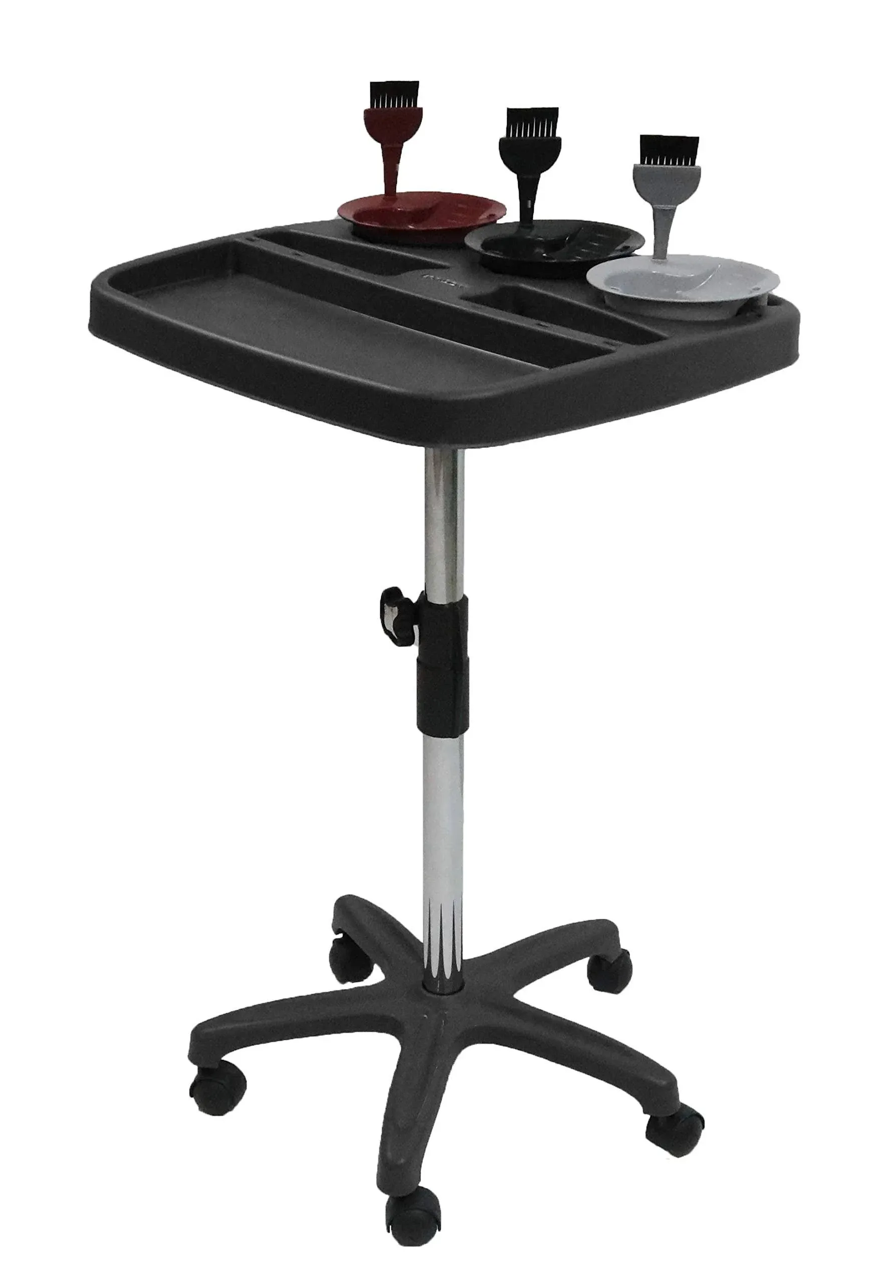 Dompel Multicolor Hair Color Trolley with 3 Bowls and Brushes Model 470