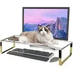 Anti Cat Keyboard Cover 20&#034; Large Monitor Stand 2 in 1 Clear Acrylic Keyboard...